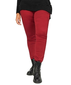 pantalon femme coupe slim en maille extensible rougeA381601_1