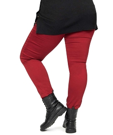 pantalon femme coupe slim en maille extensible rougeA381601_3