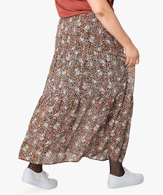 jupe longue femme a motifs fleuris avec taille elastiquee multicoloreA381701_3