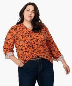 blouse femme grande taille imprimee a manches longues orange chemisiers et blousesA382401_1