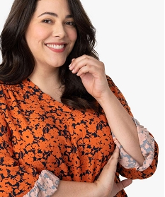blouse femme imprimee a manches longues orangeA382401_2