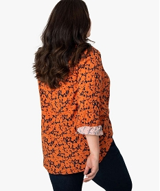 blouse femme imprimee a manches longues orangeA382401_3