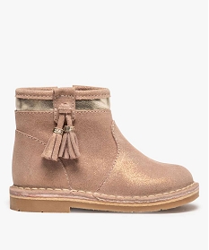 boots bebe fille zippes avec dessus en cuir metallise rose bottes et chaussures montantesA387001_1