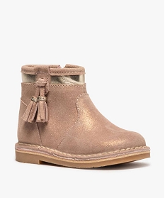 boots bebe fille zippes avec dessus en cuir metallise rose bottes et chaussures montantesA387001_2