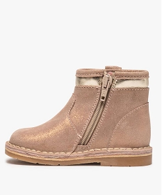 boots bebe fille zippes avec dessus en cuir metallise rose bottes et chaussures montantesA387001_3