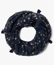 foulard femme forme snood avec motifs pailletes bleuA403701_1