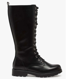 bottes femme unies style rangers zippees a lacets noir bottesA421001_1