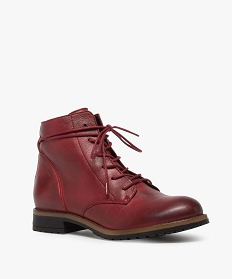 boots femme dessus cuir esprit godillot rouge bottines et bootsA442701_2