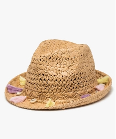 chapeau fille forme fedora avec coquillages et pompons multicoloreA498301_1