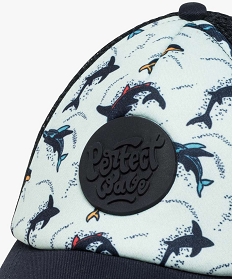 caquette garcon bi-matieres avec motifs dauphins bleuA502501_2