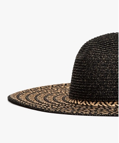 chapeau de paille femme a larges bords et paillettes noirA511401_2