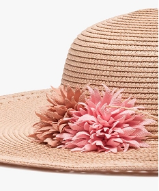 chapeau femme forme capeline avec fleurs en relief roseA511501_2