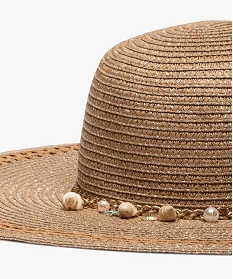 chapeau femme forme capeline en paille et fil lurex grisA511601_2