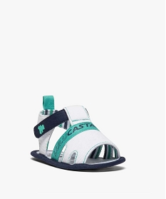 sandales bebe garcon en toile - lulucastagnette blanc chaussures de naissanceA513201_2