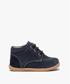 chaussures premiers pas bebe garcon unies en cuir bleuA513501_1