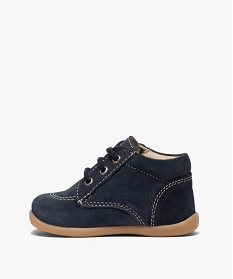 chaussures premiers pas bebe garcon dessus cuir uni bleuA513501_3