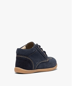 chaussures premiers pas bebe garcon dessus cuir uni bleu chaussures de parcA513501_4