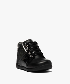 chaussures premiers pas bebe fille en cuir details brillants noir chaussures de parcA513601_2