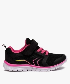 GEMO Baskets fille bicolores à lacets élastiques et scratch noir standard