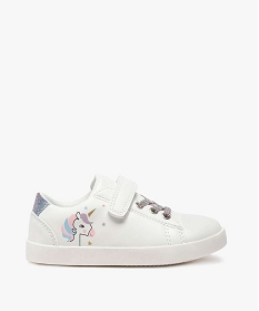 baskets fille unies avec licorne imprimee sur le cote blancA517201_1