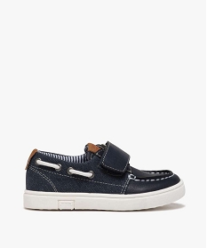 chaussures bateau garcon bi-matieres a scratch bleuA518101_1