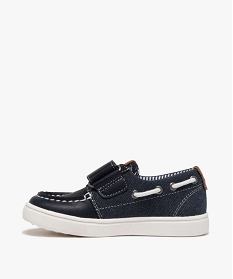 chaussures bateau garcon bi-matieres a scratch bleuA518101_3