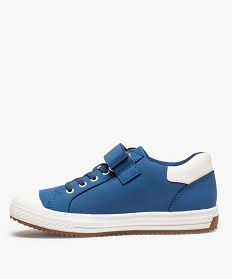 tennis garcon unies a bout renforce fermeture scratch bleu chaussures bassesA523901_3