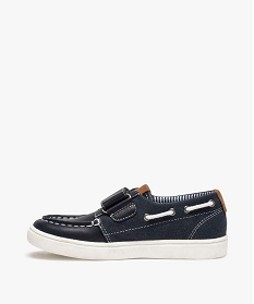 chaussures bateau garcon unies bi-matieres a scratch bleu chaussures bassesA525901_3