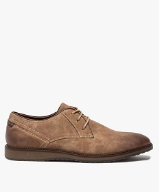 GEMO Derbies homme unis en suédine avec effet vieilli beige standard