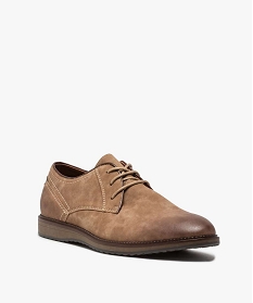 derbies homme unis en suedine avec effet vieilli beige chaussures de villeA533701_2