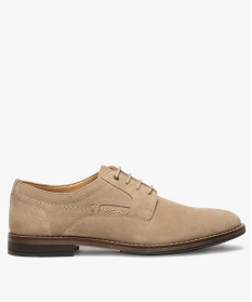 derbies homme unis a lacets dessus en cuir retourne beige chaussures de villeA534001_1