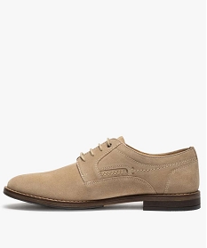 derbies homme unis a lacets dessus en cuir retourne beige chaussures de villeA534001_3