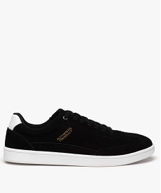 GEMO Baskets homme suédées à lacets style skateshoes noir vif
