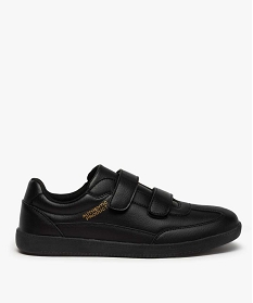 GEMO Baskets homme unies fermeture double scratch noir vif
