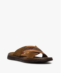 mules homme en cuir a larges brides croisees orange sandales et nu-piedsA536401_2
