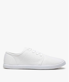 GEMO Chaussures basses homme style tennis en toile unies à lacets blanc chine
