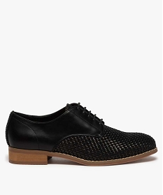 derbies femme a empiecements varies dessus tresse et quartiers lisses noir derbiesA539501_1