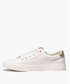 baskets femme a motifs ajoures a lacets et zip fantaisie blanc standardA540501_3