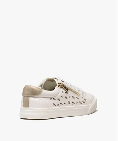 baskets femme a motifs ajoures a lacets et zip fantaisie blanc standardA540501_4
