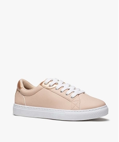 tennis femme unies a lacets details metallises beige baskets et tennisA543501_2