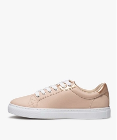 tennis femme unies a lacets details metallises beige baskets et tennisA543501_3