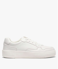 GEMO Tennis femme unies à lacets et semelle épaisse blanc standard