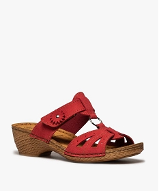 mules femme confort compensees a brides unies ajourees rouge mules et sabotsA547501_2