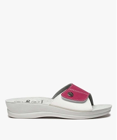 GEMO Mules femme confort ouvertes à bride scratch bicolore Rose