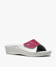 mules femme confort ouvertes a bride scratch bicolore rose mules et sabotsA547901_2