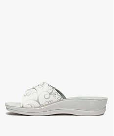 mules femme confort avec bandeau a scratch ajustable et a motifs blanc standard mules et sabotsA548201_3