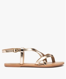 GEMO Sandales plates avec fines brides en cuir femme gold