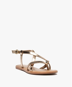 sandales plates avec fines brides en cuir femme gold sandales plates et nu-piedsA549401_2