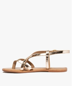 sandales plates avec fines brides en cuir femme gold sandales plates et nu-piedsA549401_3