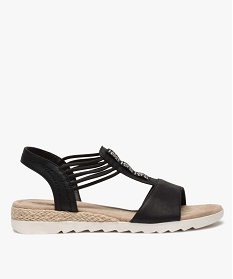 GEMO Sandales à petit talon compensé et brides élastiques femme noir vif